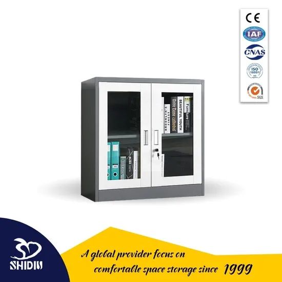 Home Office Metal Book Cabinet Glass File Storage Rack with Door - Image 4