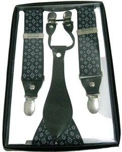 Diamond Pattern Gold Colour Jacquard Fabric Men's Suspend Belt - Image 6