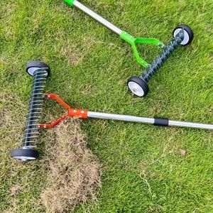 5.5FT Manual Lawn Scarifier Rake with Rolling Wheels for Thatch - Image 4