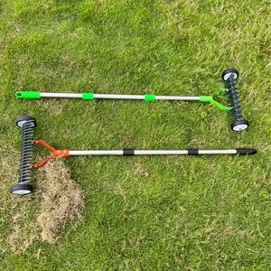 5.5FT Manual Lawn Scarifier Rake with Rolling Wheels for Thatch - Image 2