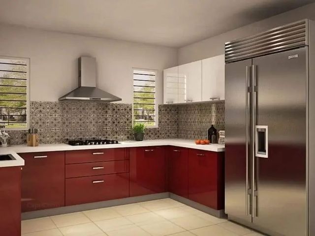 Mirror finish acrylic Modular Kitchen Material Wooden Appearance Modern Door Finishing Acrylic Finish Type Powder - Image 1