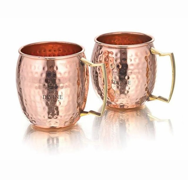 Cocktail Or Mocktail Round Copper Moscow Mule Mug Hammered, Packaging Type: Box - Image 1