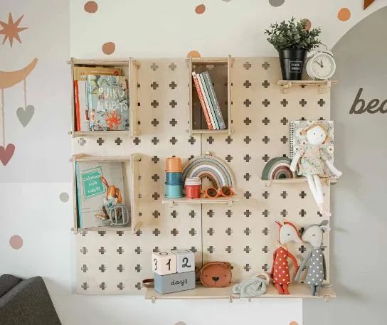 Bathroom Drying Rack with Pegboard for Towels and Snack Storage Display - Image 2