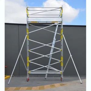 2ND Hand Used Aluminum Mobile Scaffolding Tower Material Shape Round Color Silver Trademark SOLID Model NO. Solid-s-m Origin Shanxi, - Image 1