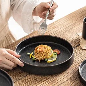 Nordic Ceramic Stackable Tableware Western Food Plate Bowl Black Dinnerware for Restaurant - Image 5
