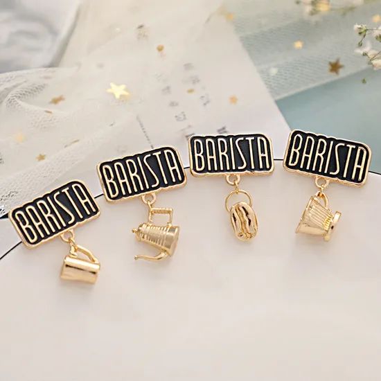 Amazon Online Shopping Brooch Coffee Lover Gift Pin Age All Color Gold Gender All Plating Gold Origin China Style Elegant - Image 6