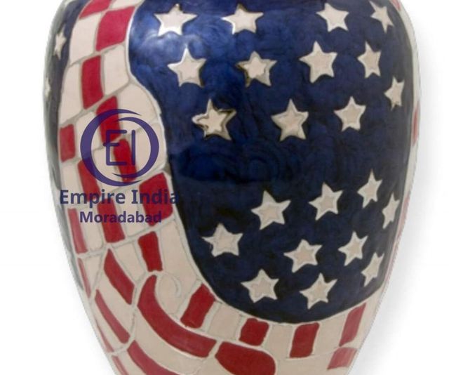 American Flag Theme Aluminum Adult Cremation Urn, Patriotic Memorial Supplier, Empire India - Image 2