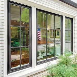 Black French Windows Aluminum Alloy Outdoor Interior Protective Metal Doors and Windows - Image 2
