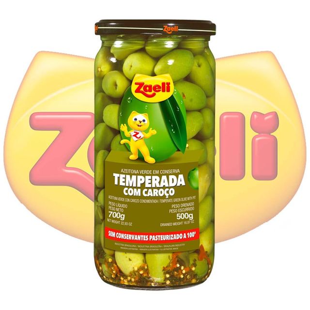 SEASONED GREEN OLIVE WITH SEED 12X17,64oz - Image 2