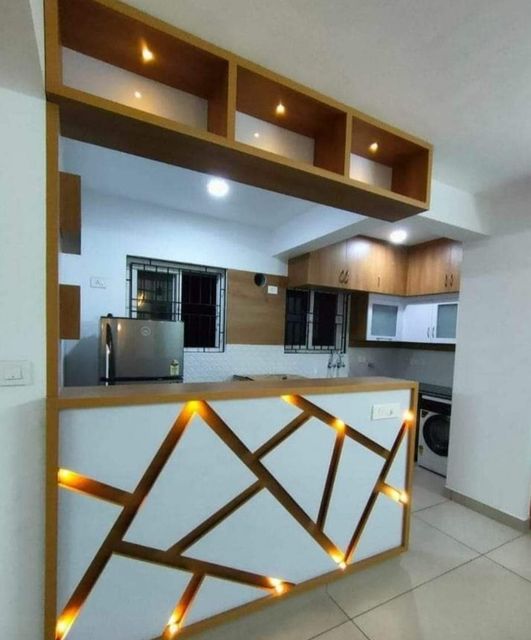 Wooden Kitchen Partition Material Wooden Appearance Modern Shape Rectangular Color White And Brown Usage/Application - Image 1