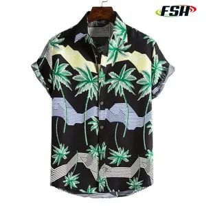 Custom Logo Design Sublimation Print Beach Wear Polyester Button Down Hawaiian Shirt - Image 4