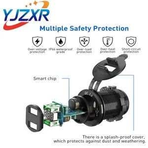 12V Dual USB3.0 Port Car Motorcycle Charger Station Adapter Socket - Image 3