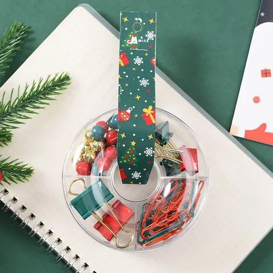 Office Stationery Christmas Gift Paper Binder Clips Set Push Pin Set for Student - Image 6