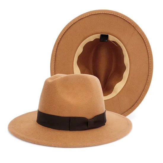 Lady Wide Brim Wool Fedora Cap Gentleman Felt Fedora Hats Origin China Style Checked Gender Unisex Brim With Brim Crown With Crown - Image 4