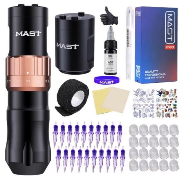 Professional Tattoo Pen Kit Adjustable Rotary Tattoo Machine with Power Pack Cartridge Needles Skin Marker for Body Art - Image 1