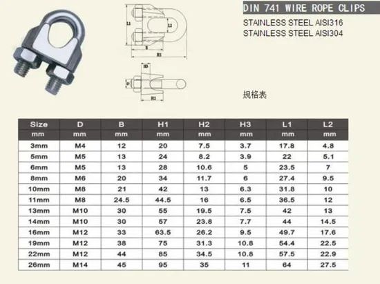 DIN 741 Fasteners Steel Wire Rope Clips 14mm - Image 2