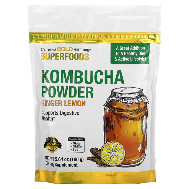 Kombucha Powder, Ginger Lemon, 5.64 oz (160 g) Shape Powder Type Green tea Max. Moisture (%) - Image 1