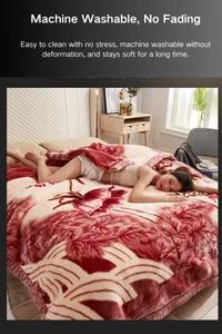 Letter Pattern Print Raschel Blanket Double Sided Bedspread Soft Warm Throw - Image 5