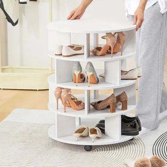 Hot Sale Shoe Cabinet Rack with Wheels 360 Degree Rotating Storage - Image 1