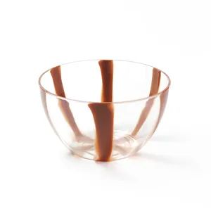 Custom Striped Color Reusable Plastic Mixing Salad Bowl Dinnerware - Image 2