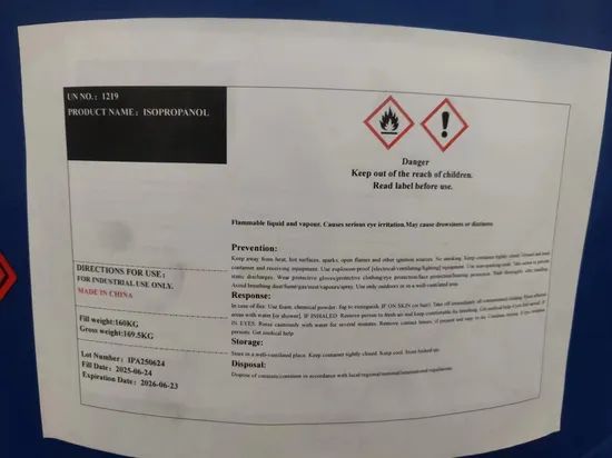 Anhydrous IPA99 99% Isopropanol 1° Monohydroxy Liquid 15D 1Y 160kg Drum Lingnuo Shandong - Image 3