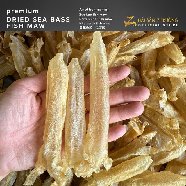 Dried Perch Fish Maw (Sea Bass Fish Maw) Origin Vietnam Moisture Content ≤ 2%% Color Natural Light Yellow Shape Flattened Tubular / Tubular - Image 4
