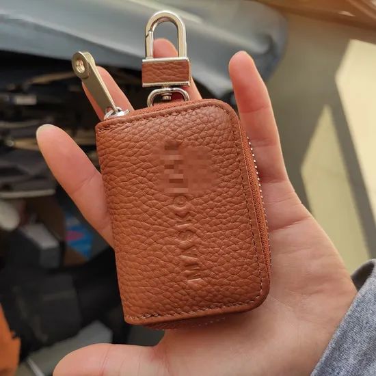 Genuine Leather Keyring Zipper Car Key Holder with Keychain - Image 2