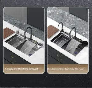 China Wholesale Waterfall Hiding Gas Pipes Stainless Steel Kitchen Sink - Image 2