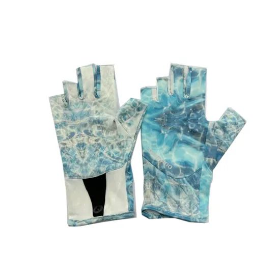 Fashion Non-Slip Sun Protection Print Fishing Gloves Size XL Color Blue Style Plain Trademark NO Length Medium Quality - Image 1
