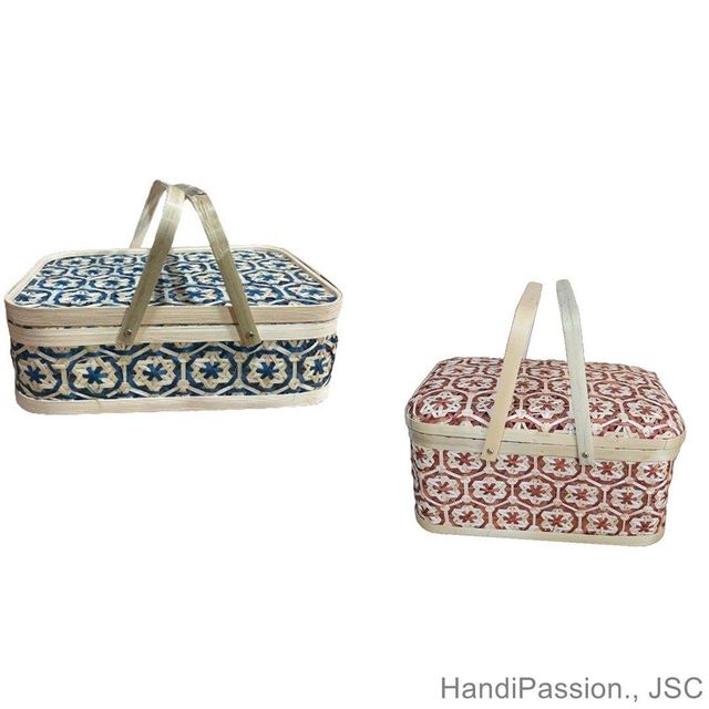 Handcrafted Bamboo Storage Basket with Lid for Gift Box & Picnic Vietnam - Image 2