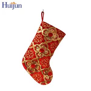 Custom Crafted 19 Inch Christmas Stocking with Sequins Embroidered Holiday Party Decor Supplies - Image 3