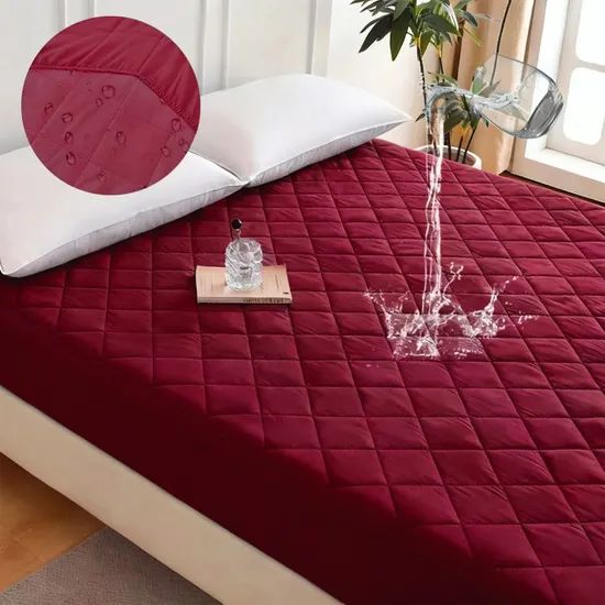 Quilted 100% Polyester Plaid Mattress Topper King 1Y MOQ200 Size King Style Plaid MOQ 200 PCS Origin China Season Everyday - Image 4