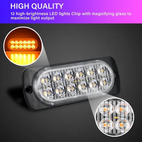 Double Row 12 LED Amber Emergency Lights - Front Grille Quick-Install - Rapid Flash, Magnetic Fit for Vans - Image 6