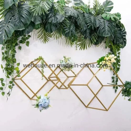 Display Rack Tall Indoor Outdoor Gold Metal Vases Stand Plant Stand - Image 1