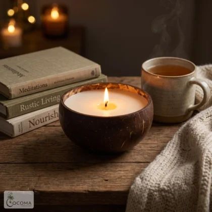 Coconut Shell Soy Wax Candle 300ml – Handmade Natural Eco-Friendly Scented Candle for Home Decor - Image 1