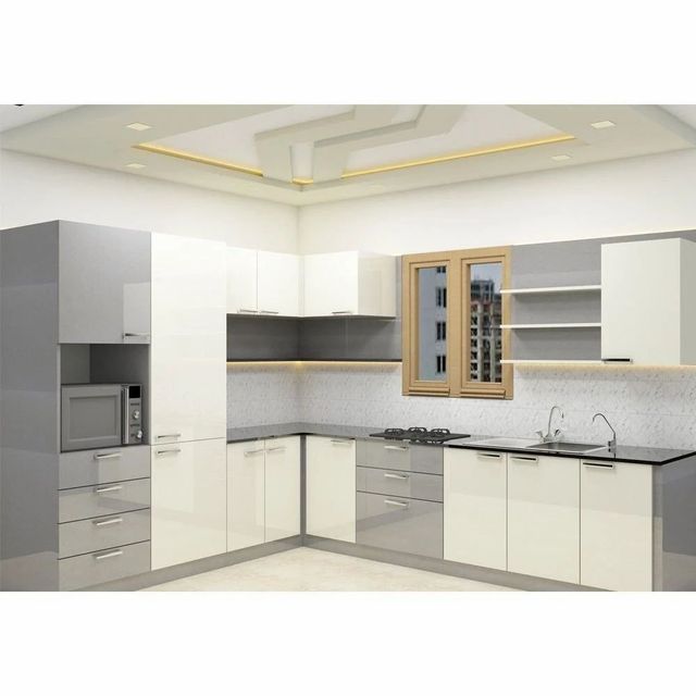 Modern L Shape Designer Modular Kitchen Finish Gloss Material Wooden Layout Type L-shaped Kitchen Shape L Shape Counter Top Material - Image 3