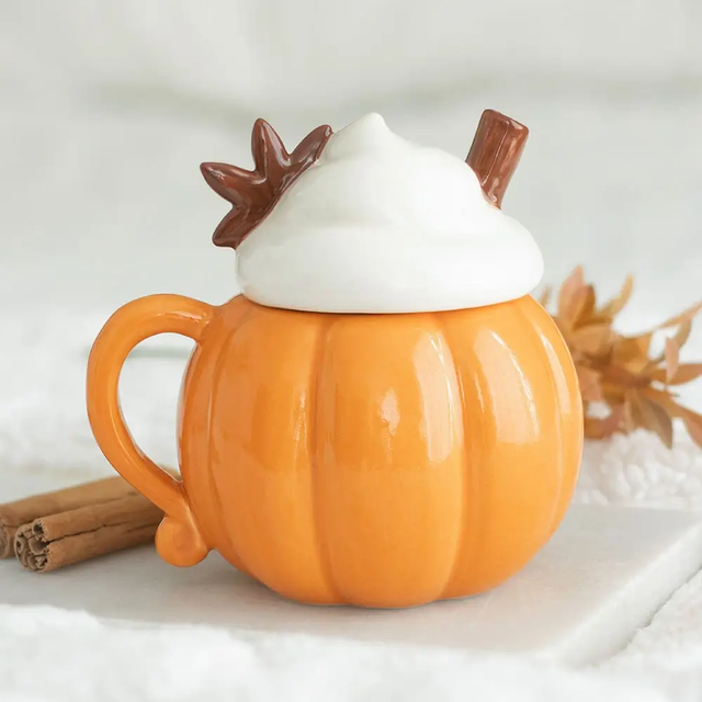 Pumpkin Cream Lidded Autumn Mug - Image 3