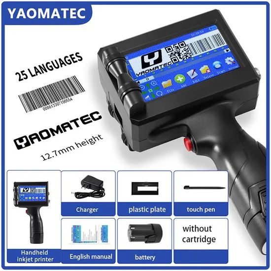 Yaomatec D30 Handheld Inkjet Printer 7mm 4.3" Touch 600dpi 12.7mm 42ml 800k Char 13M Warranty - Image 1