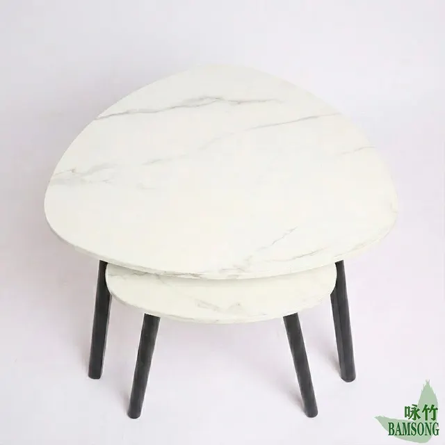 2Pcs Nesting End CoffeeTables Heavy Duty Legs Matte White Surface Eco Friendly Bulk Wholesale Decor Side Tables - Image 3