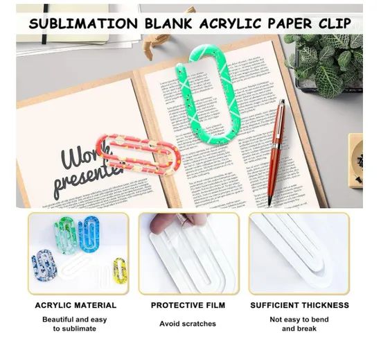 Sublimation Blank Acrylic Paper Clips Large Transparent DIY - Image 5