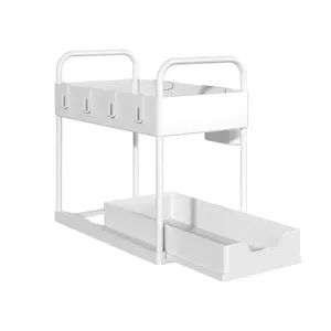 Double Layer Sliding Kitchen Storage Rack Under Sink Organizers - Image 2