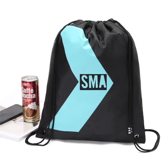 210d Custom Promotional Polyester Drawstring Bag/Advertising Drawstring Backpack - Image 5