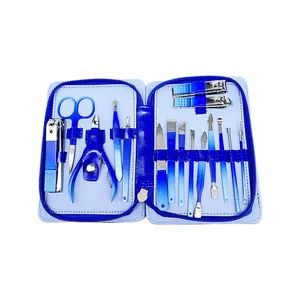 16PCS Gradient Blue Nail Clipper Set Home Nail Clipper MOQ 600set Color Silver Trademark SSS Brand Name SSS Shape Flat Head - Image 2