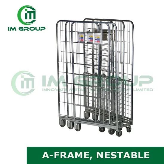 Warehouse Storage Logistics Transport Folding Stacking Metal Wire Mesh Roll Cage - Image 2