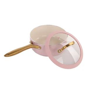 OEM Kitchenware New Design 8PCS Pink Marble Ceramic Coating Nonstick Cookware Set - Image 4