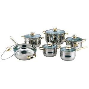 Hot Sale Kitchen Utensils Kitchenware Cooking Pot Gold Handle Stainless Steel Cookware Set - Image 4