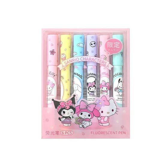 6 Color Highlighter Set Cartoon Pattern Highlighters Students Mark Pen - Image 6