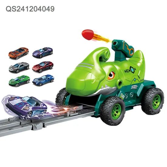 QS Toys Gcc Certification Friction Dinosaur Spring Loaded Transformation Vehicle Multi-Functional Foldable Racing Track Vehicle Boys' Toy Wholesale - Image 2