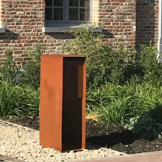 Corten Steel Standing Mailbox Home Metal Letter Boxes with Key Lock - Image 3