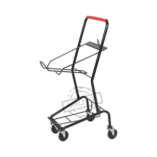 Wheeled Store 2 Tiers Metal Material Shopping Cart with Two Baskets - Image 2